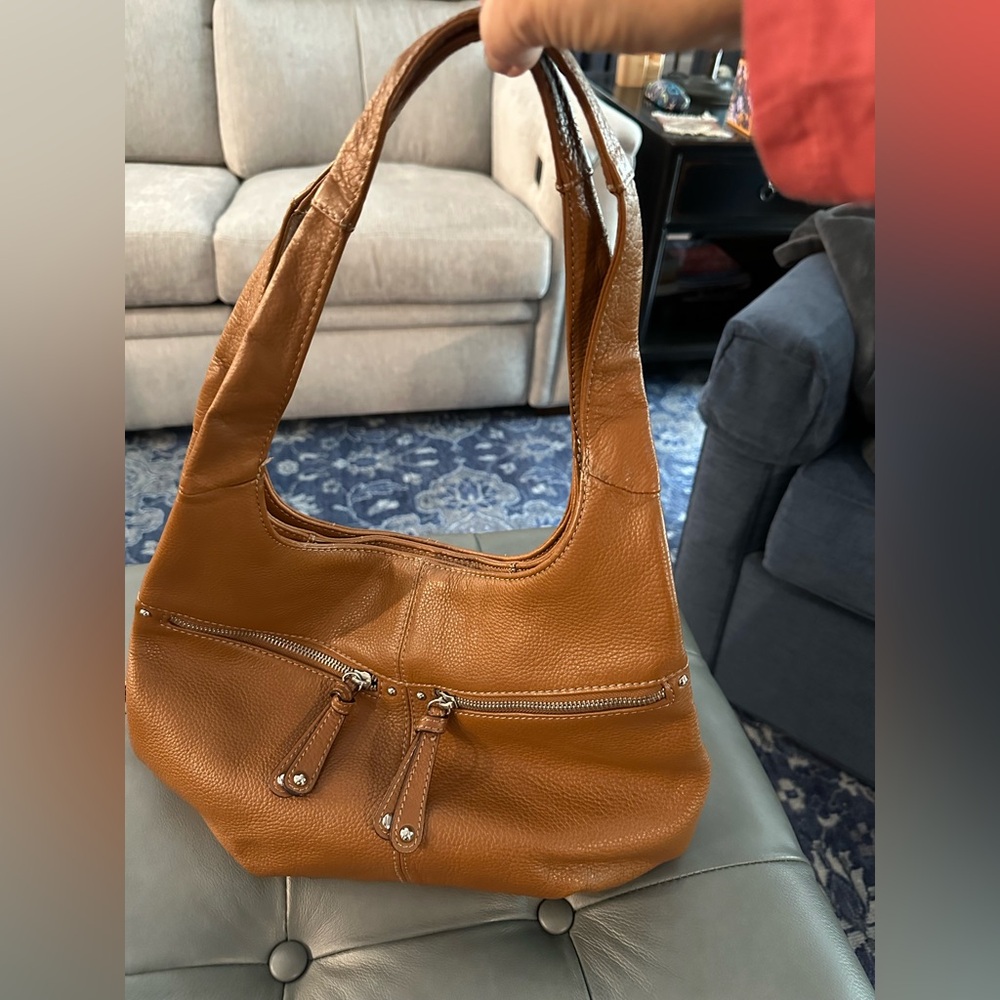 Tignanello Tan Leather Shoulder Bag